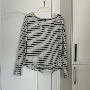 We The Free Black and White Striped Long Sleeve Top